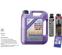 Set Originale Liqui Moly 5L Leichtlauf High Tech 5W-40 CeraTec Olio-Sciaquatura