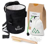 Set originale porta magnesite arrampicata con sacchetto di magnesite in polvere, spazzola setole cinghiale per boulder e palla per gesso | attrezzatura ideale per tanto divertimento e sicurezza