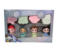 Set originale Squishmallows Disney Princess con bombe da bagno e bagnoschiuma. Set da 8 pezzi con 4 bagnoschiuma profumati, 4 bombe da bagno, 4 c