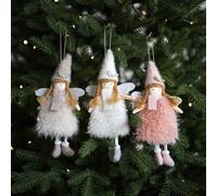 Set Ornamenti Angelo Peluche Morbido Riccio Altezza 21 cm Pastello per for stile