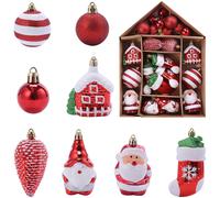 Set Ornamenti per di Natale Palline in Plastica con Vetrina