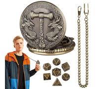 Set Orologio da Tasca e di Carte Giocattolo per Giochi di Ruolo e da Tavolo | Drago Unico Porta Cubetti a Collana per Uomo Donna Ragazzi e Ragazze
