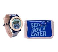 Set Orologio Digitale Bambini + Portafoglio Stitch Disney Coordinato Cinturino Regolabile 19,5 cm Display 3 cm Portamonete Compatto Idea Regalo Bambino Accessori Scuola Tempo Libero