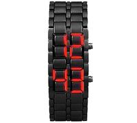 Set Orologio E Bracciale Da in ferro LAVA Samurais LED Orologio da uomo con cinturino in plastica digitale da donna Orologio Da in Oro (Black-d, One Size)