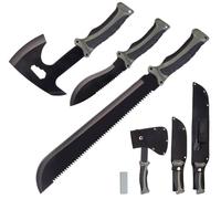 Set outdoor survival con ascia, machete e coltello, con 3 foderi