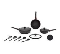 Set Padelle 12 Pezzi Nere Ad Induzione Con Manici Removibili