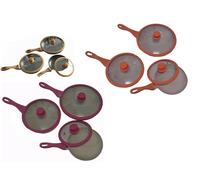 Set padelle antiaderenti pietra 6 pezzi 3 padelle+3 coperchi colorate Bavaria