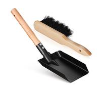 Set Paletta Cenere Stufa e Spazzola Focolare in Legno | Paletta Piccola e Setole Morbide, Bordo Affilato per Raccogliere Residui e Uso Pratico in Casa