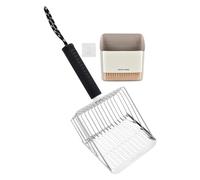 Set Paletta con Supporto - Paletta per Escrementi di Gatto con Contenitore | Kit Setaccio Feci in Acciaio Inossidabile per Animali, Attrezzo Rapido per Pulizia per Piccoli Animali