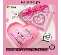 Set palette ombretti MISSLYN-Crush On You, include ombretti, mascara e blush liquido, mascara 3-in-1 volumizzante e allungante, a lunga tenuta, con spazzola grande, finitura lucida naturale, texture l