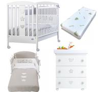 Set Pali Birillo Bianco ( Lettino + Bagnetto + Set Piumone + Materasso )