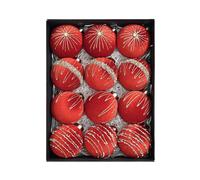 Set Palline di Natale in Velluto Floccato 12pz 8cm con Clip per Espositore Alber