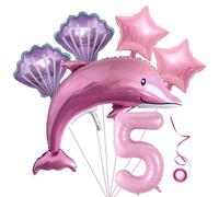 Set Palloncini Delfino 5° Compleanno Ragazza Rosa Compleanno Per Bambini Compleanno Ragazza Palloncino Delfino 5 Anni Decorazione Compleanno Oceano 5 Anni XXL Numero 5 Numeri Palloncino Festa Di Compl
