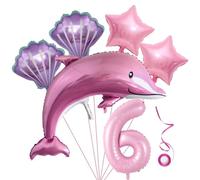 Set Palloncini Delfino 6° Compleanno Ragazza Rosa Compleanno Per Bambini Ragazza Compleanno Delfino Palloncino 6 Anni Decorazione Compleanno Oceano 6 Anni XXL Numero 6 Numeri Palloncino Rosa Oceano An