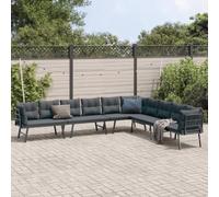 Set Panche Giardino Cuscini 4pz Nere Acciaio Verniciato Polvere Salottino Da Esterno Tavolo E Sedie Da Esterno Sedie Da Giardino Arredo Giardino Per Esterno per Esterno Terrazzo Piscina Balcone