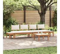 Set Panchina da Giardino vidaXL da 5 Pezzi con Cuscini in Legno Massello TeakMobili
