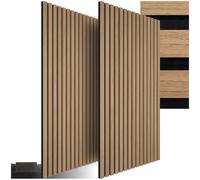 TecTake® Set di 2 Pannelli Acustici Effetto Legno, Pannelli Fonoassorbenti Decorativi per Pareti, Pannelli Fonoassorbenti Soffitto, Pannelli Murali, Design Moderno - Rovere Chiaro