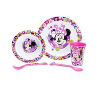 SET PAPPA 5 PEZZI MINNIE DISNEY IN PLASTICA ADATTA AL MICROONDE PIATTI BICCHIERE