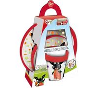 Set Pappa Anitscivolo Bambini Bing, in plastica senza BPA, composto da piatto fondo, piano e bicchiere, lavabile e riutilizzabile