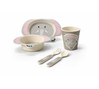 Set pappa bambini bambù 5 pezzi piatto ciotola bicchiere posate BPA free