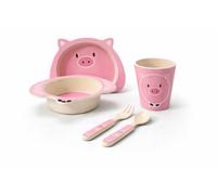 Set pappa bambini bambù 5 pezzi piatto ciotola bicchiere posate BPA free