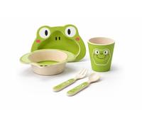 Set pappa bambini bambù 5 pezzi piatto ciotola bicchiere posate BPA free