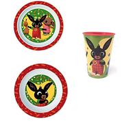 SET- Pappa Bing Bunny Coniglietto 2 Piatti + Bicchiere Bambino - BIN19/3PZ