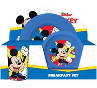 set pappa da 3 pezzi di Mickey composto da piatto fondo, piatto piano e bicchiere.