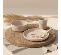 LÄSSIG Set di stoviglie per bambini (piatti, tazze, ciotole, cucchiai) senza melamina, senza BPA, lavabili in lavastoviglie e nel microonde/Dish Set Happy Fruits Cherry
