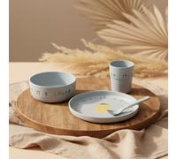 LÄSSIG Set di stoviglie per bambini (piatti, tazze, ciotole, cucchiai) senza melamina, senza BPA, lavabili in lavastoviglie e nel microonde/Dish Set Happy Fruits Lemon
