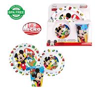 Set Pappa per Microonde 3 Pezzi Mickey Disney - Piatto Piano, Piatto Fondo, Bicc