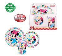 Set Pappa per Microonde 3 Pezzi Minnie Disney - Piatto Piatto, Fondo e Bicchiere