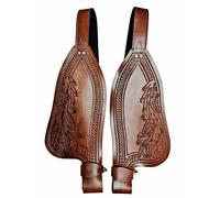 SET PARAFANGHI WESTERN IN PELLE SELLA CAVALLO WESTERN COPPIA PARAFANGHI DI RI...