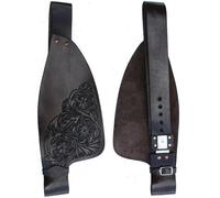 SET PARAFANGHI WESTERN IN PELLE SELLA CAVALLO WESTERN COPPIA PARAFANGHI DI RI...