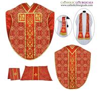Set paramento e massa stile San Filippo Neri casula rosso metallizzato,...
