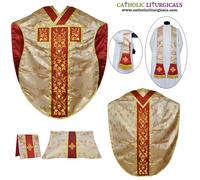 Set paramento e massa stile San Filippo Neri casula rosso metallizzato,...