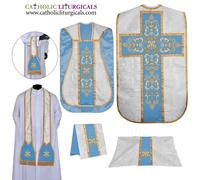 Set paramento e messa da violino casula romana in argento metallizzato -...