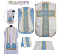 Set paramento e messa da violino casula romana in argento metallizzato -...