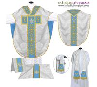 Set paramento e messa stile San Filippo Neri casula ARGENTO METALLIZZATO...