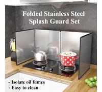 Set paraspruzzi in acciaio inossidabile piegato 2/3/4 pezzi, protezione antiaderente per fornello da cucina con pannelli pieghevoli per campeggio camper domestico