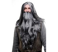 Set Parrucca e Barba, Grigio, per Mago, Eremita, Filosofo, Vecchio Biker Rocker, PW0210-P103MPC309
