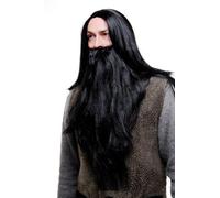 Set Parrucca e Barba: Nero per Mago Noè Mosè Guru Rocker Biker PW0210-P103