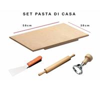 SET PASTA DI CASA Spianatoia Asse in legno + Mattarello + Spatola+Stampo ravioli