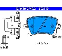 Set pastiglie freno, freno a disco ATE 13.0460-2749.2 (1set-1pcs)