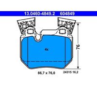 Set pastiglie freno, freno a disco ATE 13.0460-4849.2 (1 set-1 pezzo)