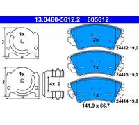 Set pastiglie freno, freno a disco ATE 13.0460-5612.2 (1set-1pcs)