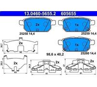 Set pastiglie freno, freno a disco ATE 13.0460-5655.2 per SX4 S-CROSS 1 2016-