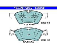 Set pastiglie freno, freno a disco ATE 13.0470-7220.2 (1 set-1 pezzo)