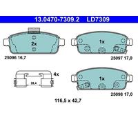 Set pastiglie freno, freno a disco ATE 13.0470-7309.2 (1 set-1 pezzo)