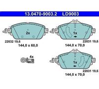 Set pastiglie freno, freno a disco ATE 13.0470-9003.2 per 2 2015-2018